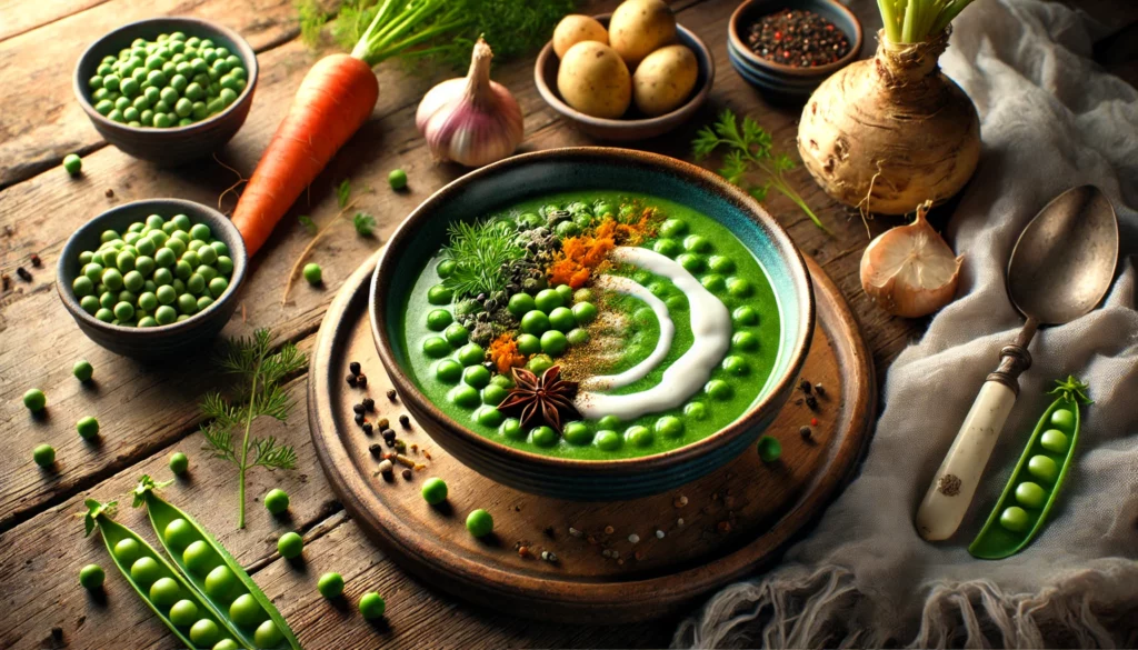 Soupe aux pois verts pour les déjeunés d'hiver