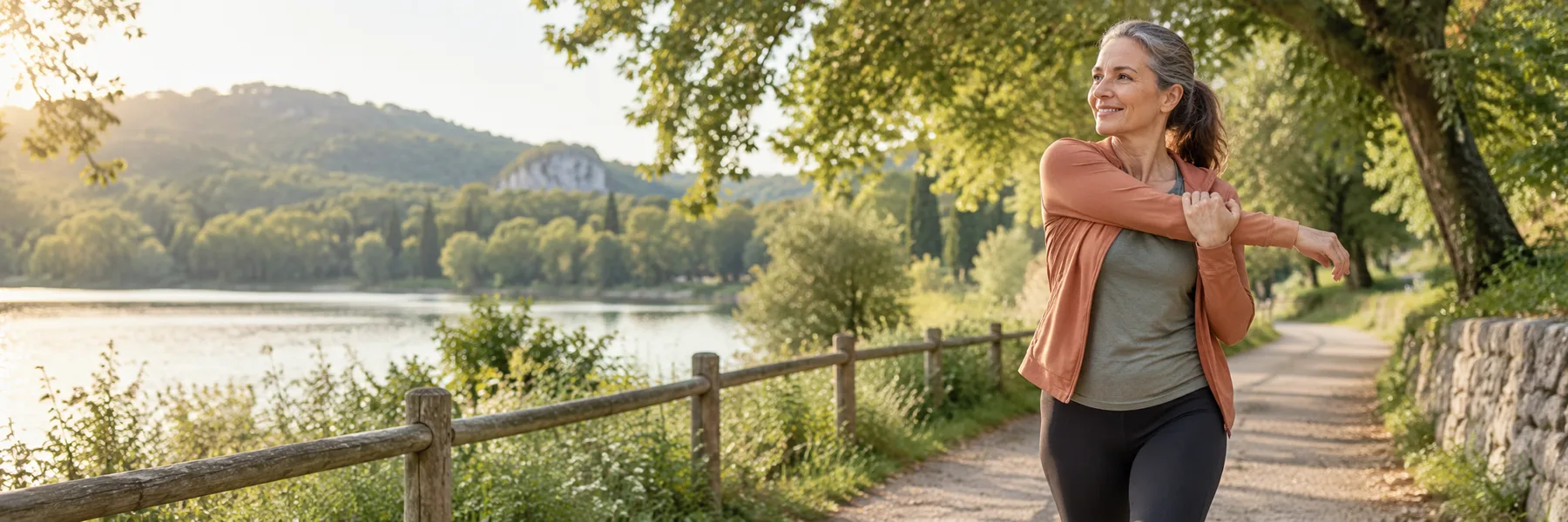 Adulte reprenant progressivement une activité physique dans un environnement naturel